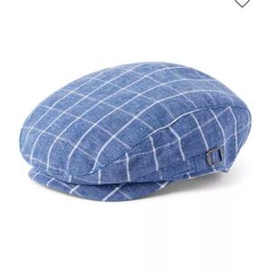 Janie and Jack tattersall linen blue newsboy cap size 4-5